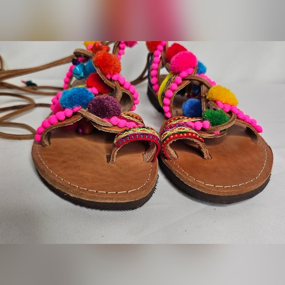 Bohemian gladiator sandals with embellishments, Similar to Penny Lane Style - Picture 3 of 11